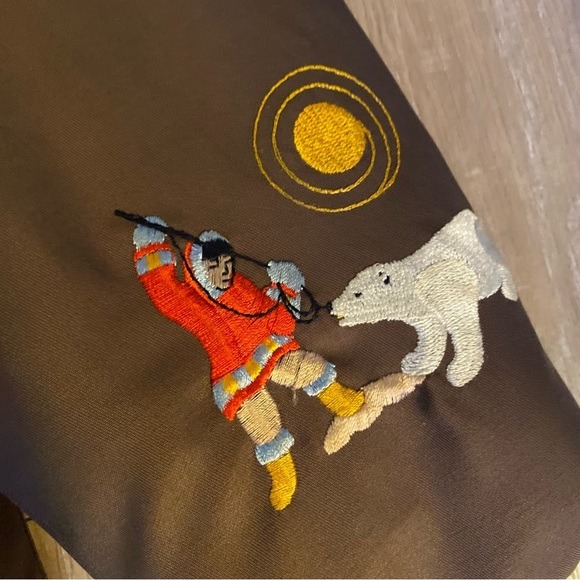 Vintage Parka Inuit Eskimo style polar bear embroidered art fur collar - Picture 4 of 5